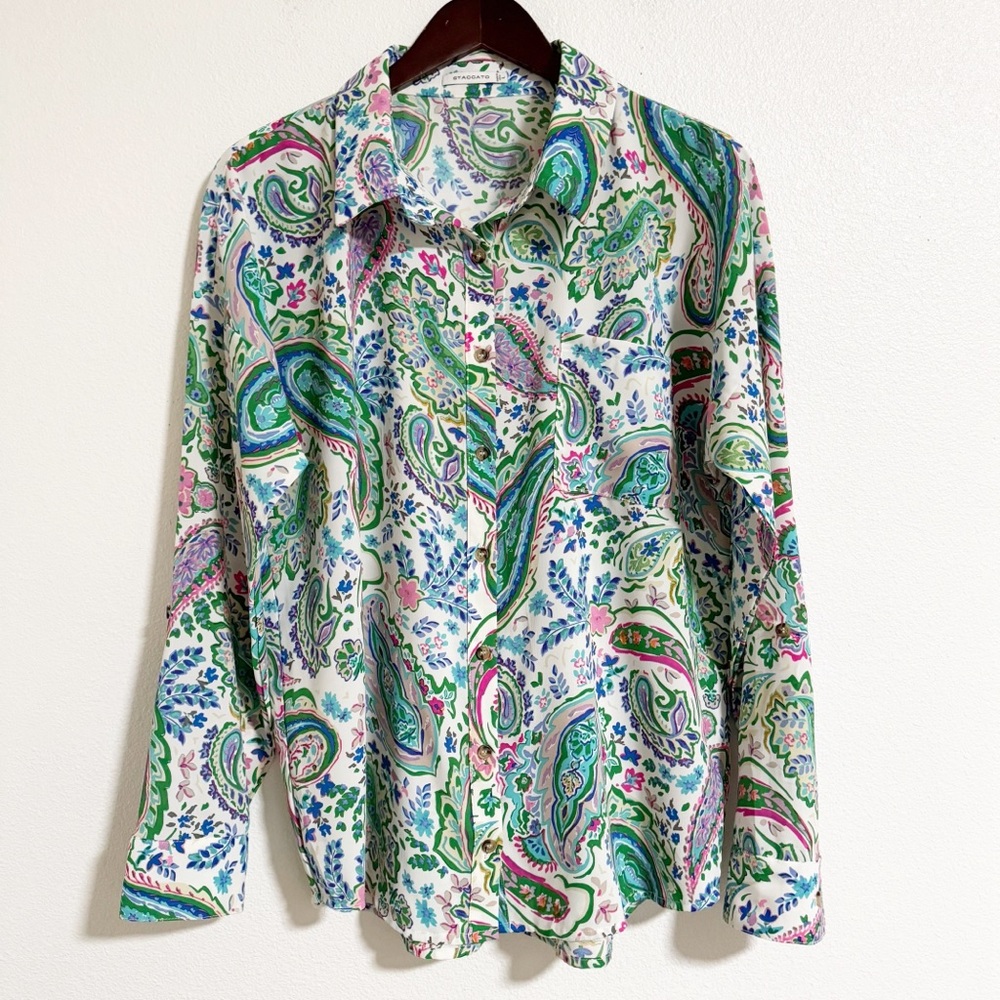 Staccato Floral Paisley Button Up Blouse
